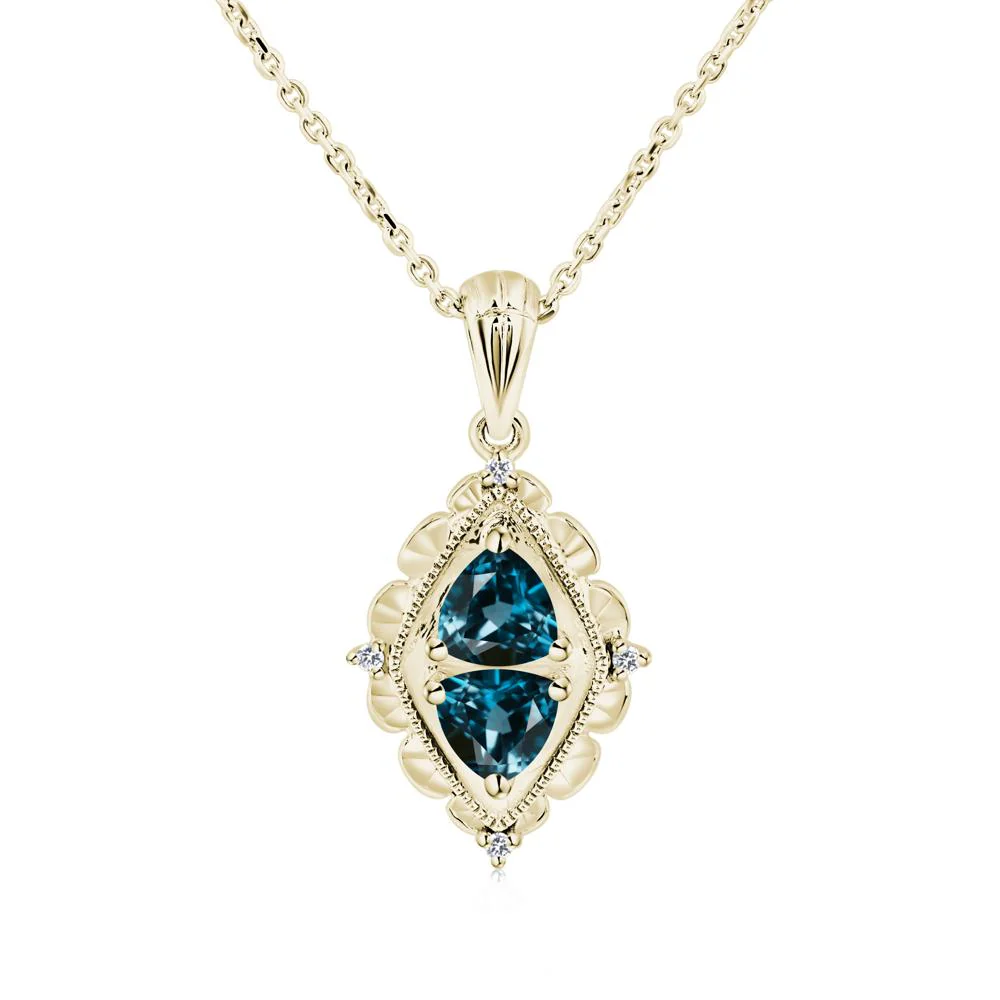 Vintage Two Stone London Blue Topaz Necklace - Image 9