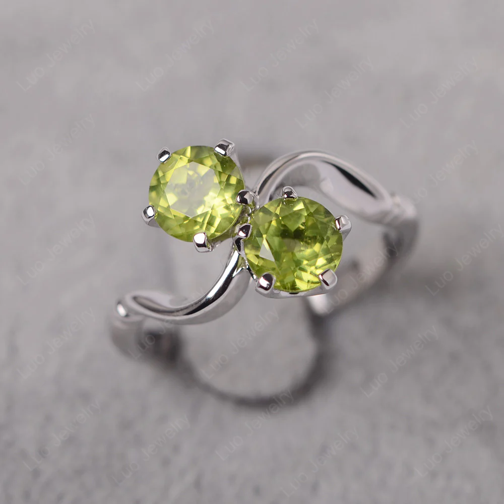 Peridot Ring 2 Stone Twist Ring