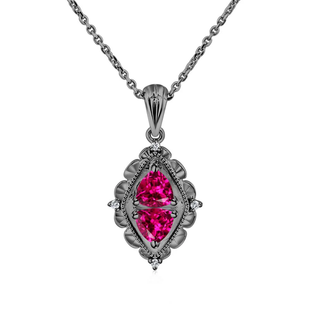 Vintage Two Stone Ruby Necklace - Image 6