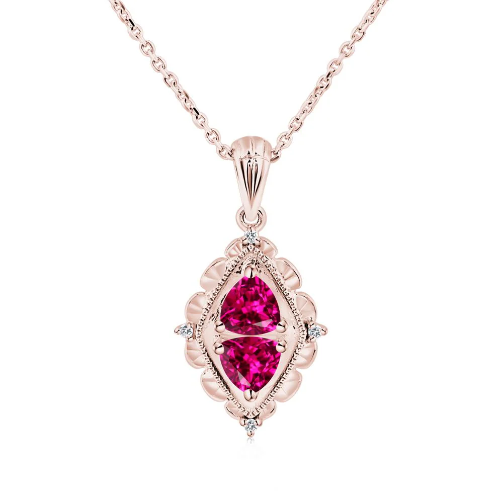 Vintage Two Stone Ruby Necklace - Image 8