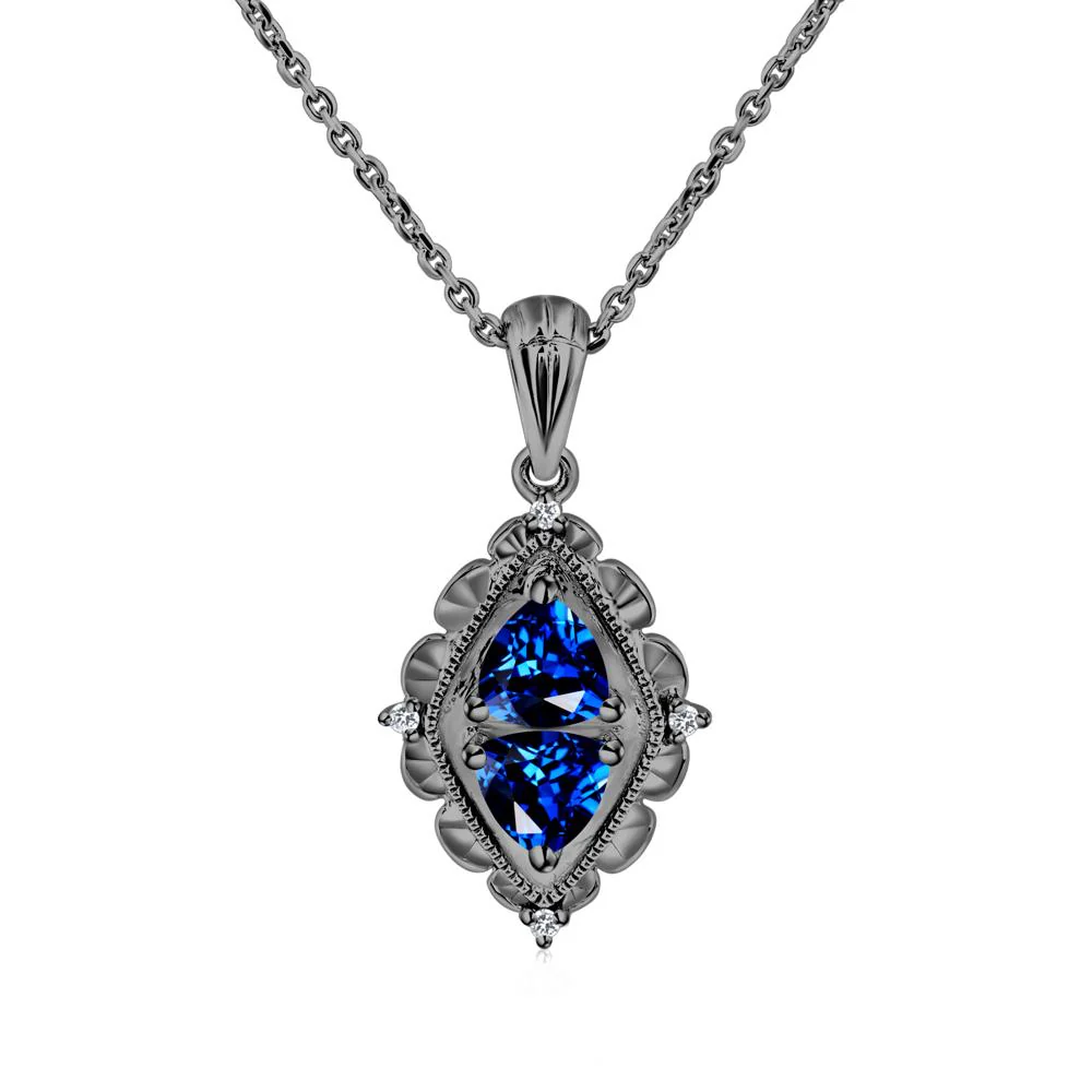 Vintage Two Stone Sapphire Necklace - Image 3