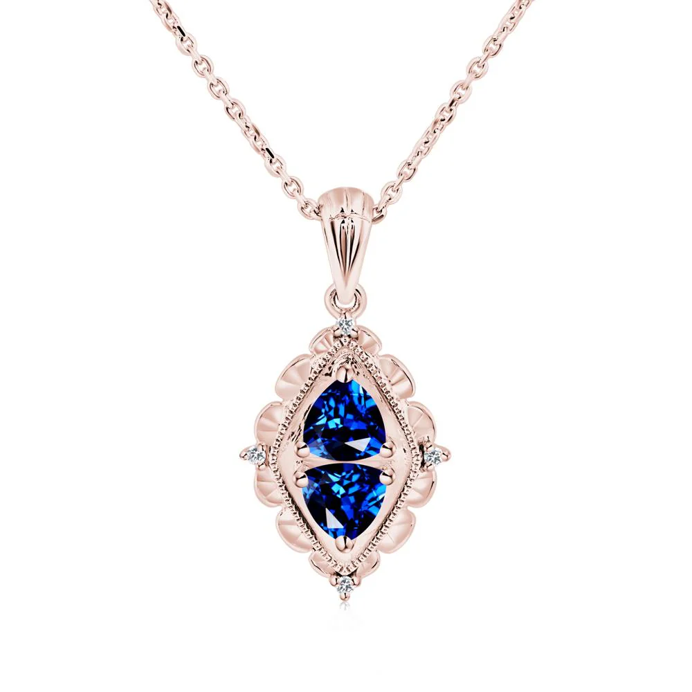 Vintage Two Stone Sapphire Necklace - Image 4