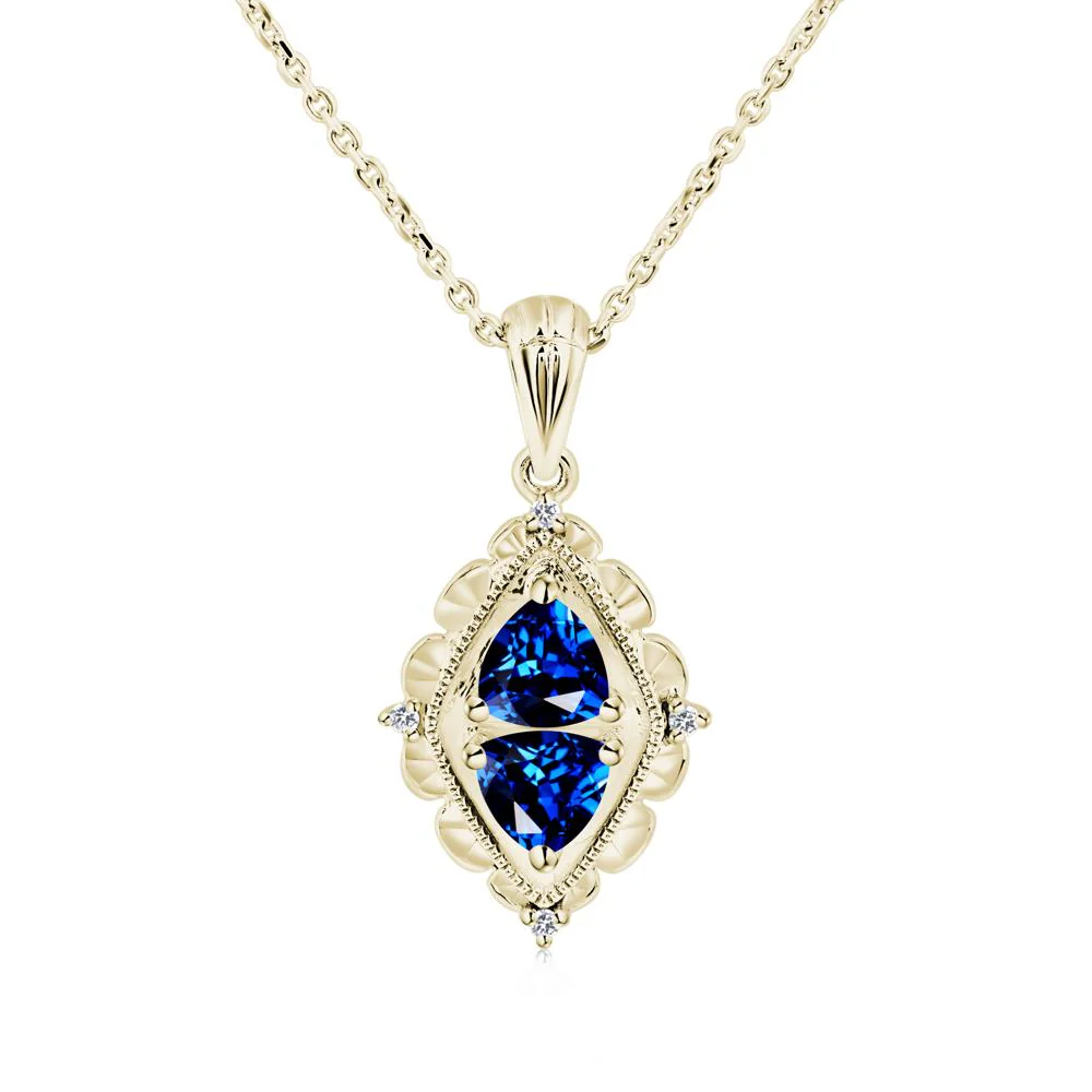 Vintage Two Stone Sapphire Necklace - Image 5