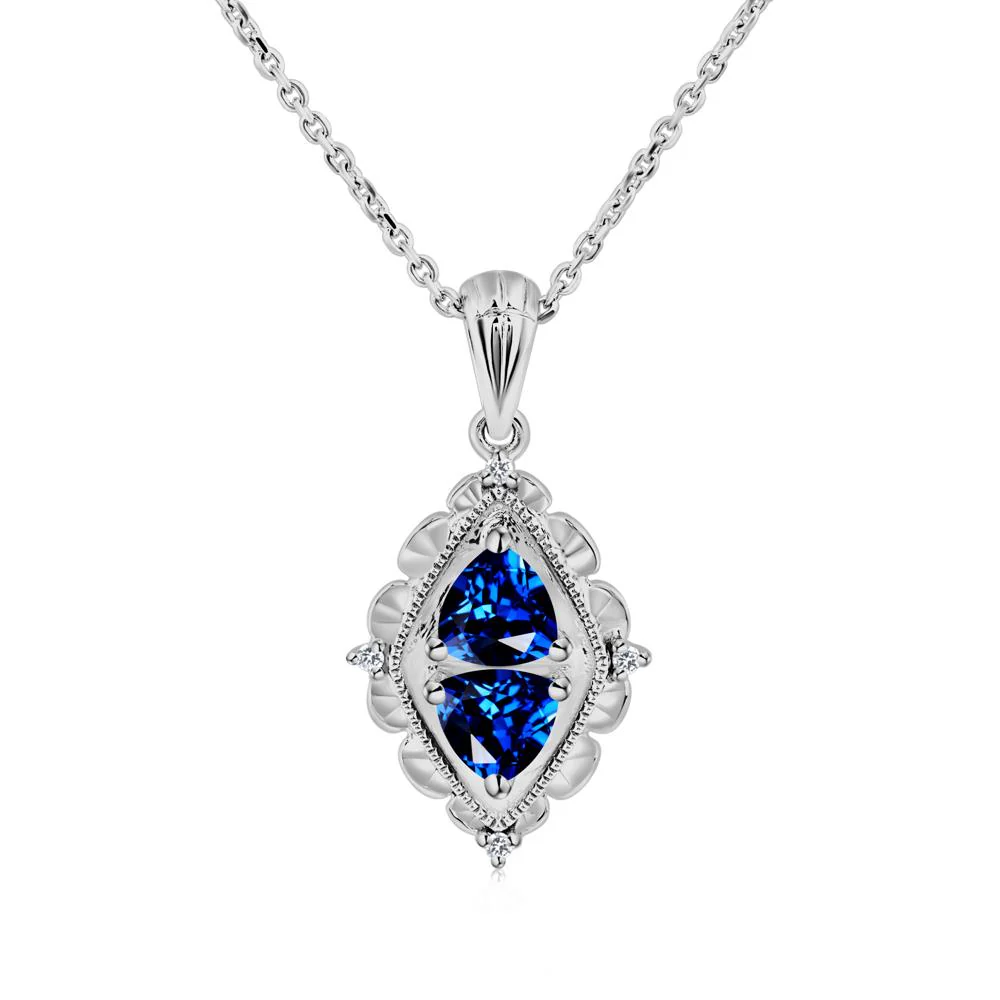 Vintage Two Stone Sapphire Necklace - Image 8