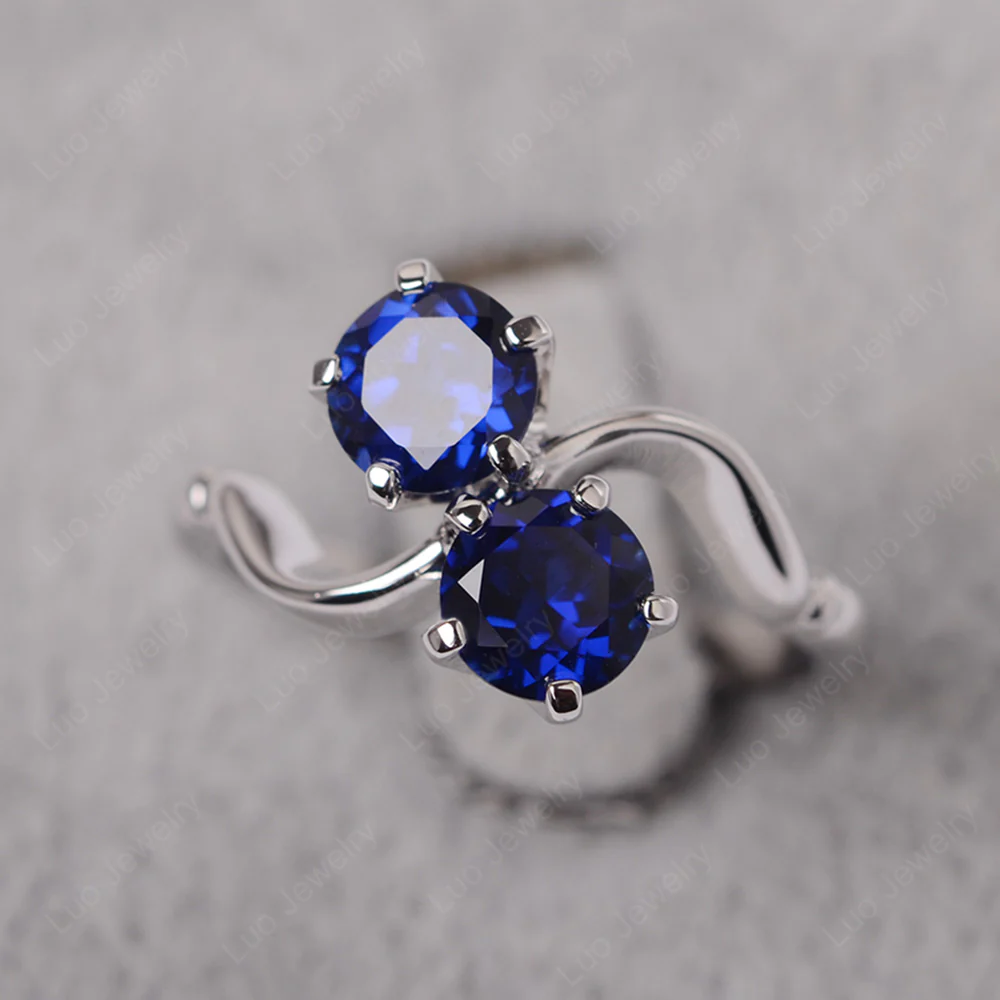 Sapphire Ring 2 Stone Twist Ring