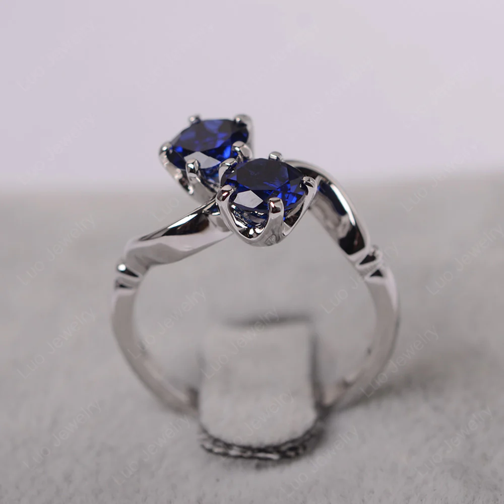 Sapphire Ring 2 Stone Twist Ring - Image 3