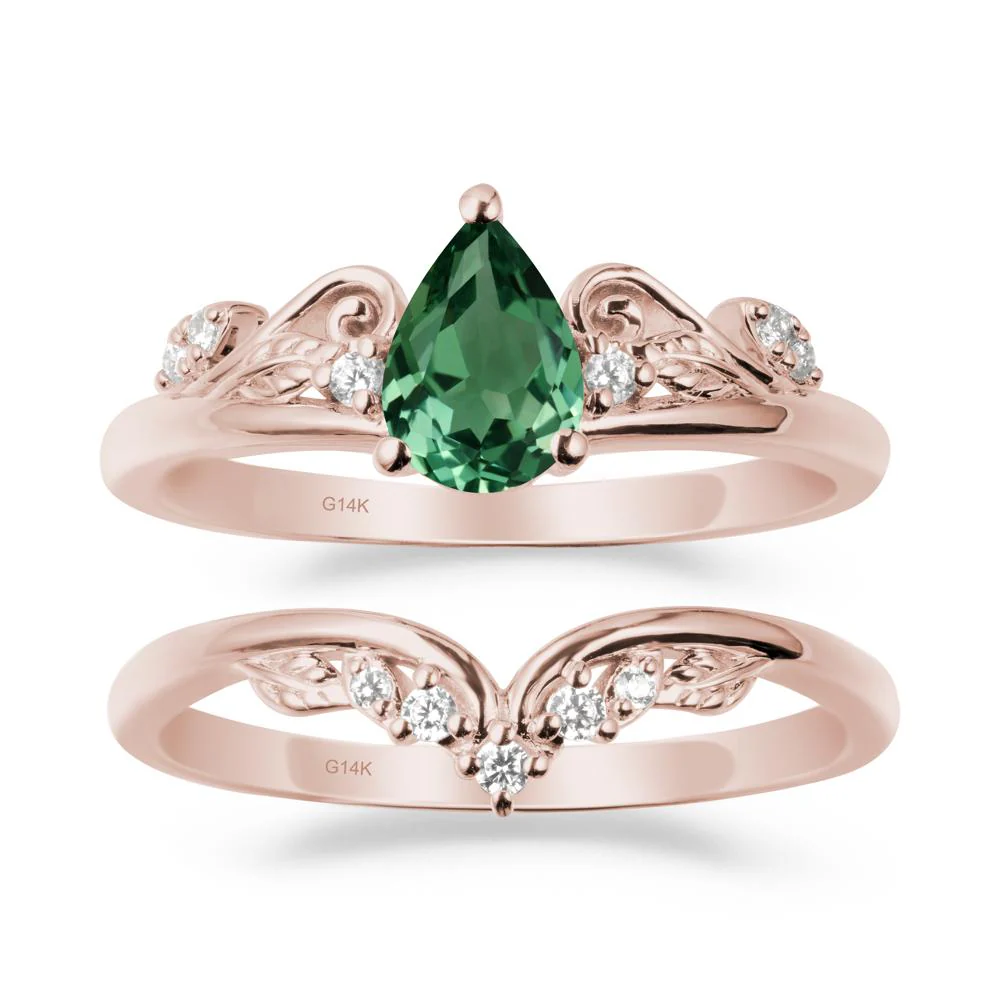Vintage Vine Green Sapphire Bridal Set