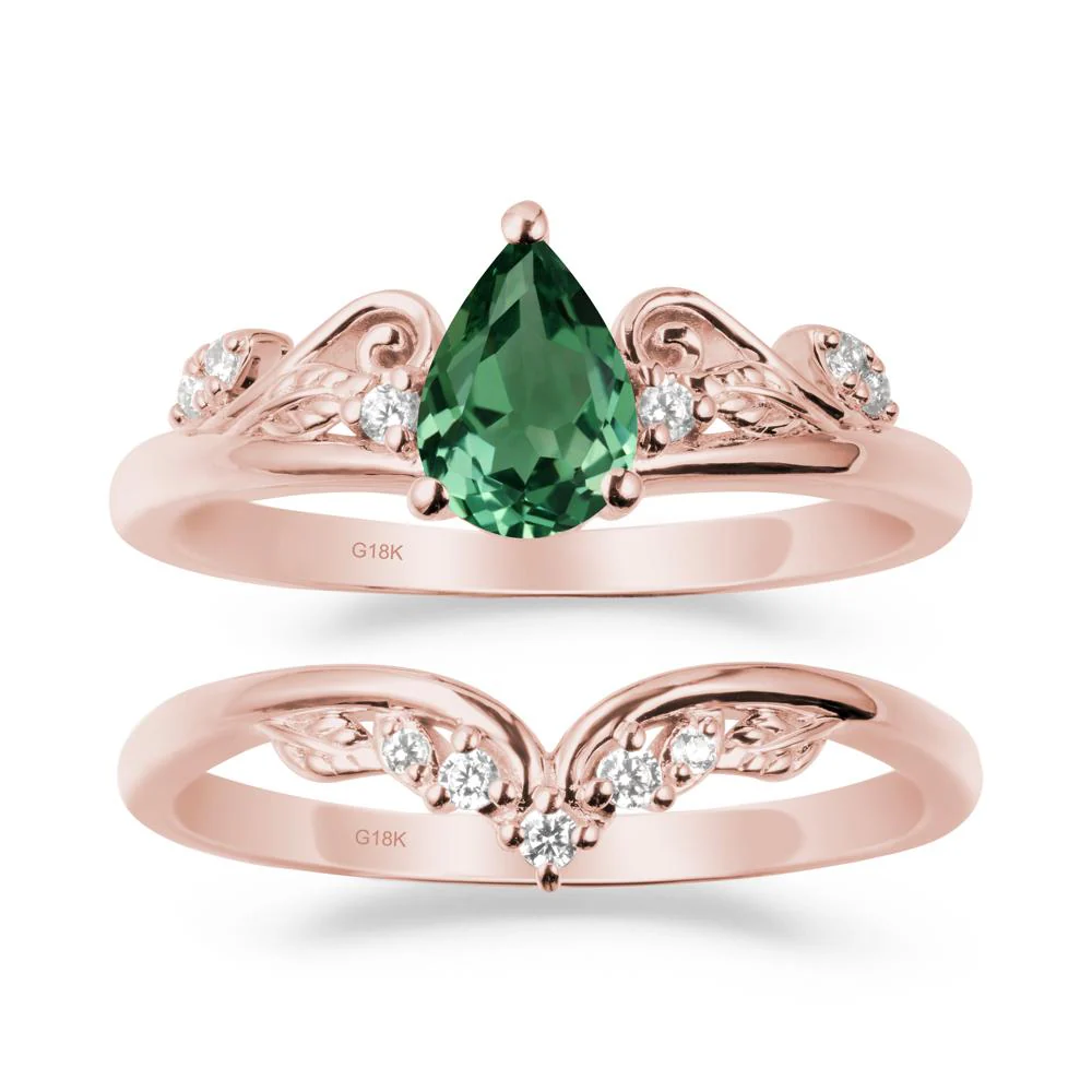 Vintage Vine Green Sapphire Bridal Set - Image 4