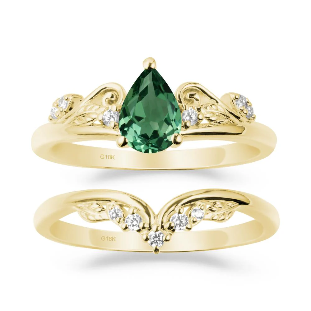 Vintage Vine Green Sapphire Bridal Set - Image 6
