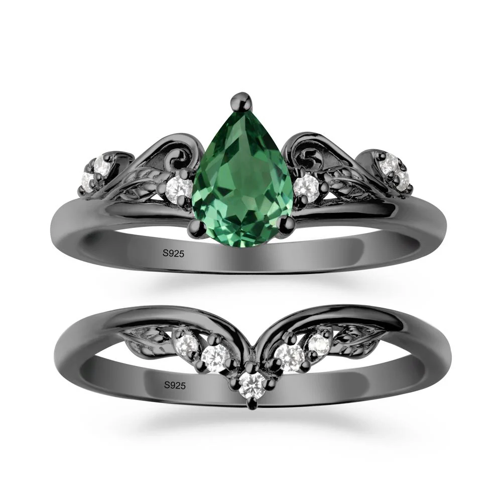 Vintage Vine Green Sapphire Bridal Set - Image 7