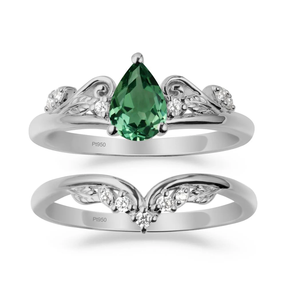 Vintage Vine Green Sapphire Bridal Set - Image 8