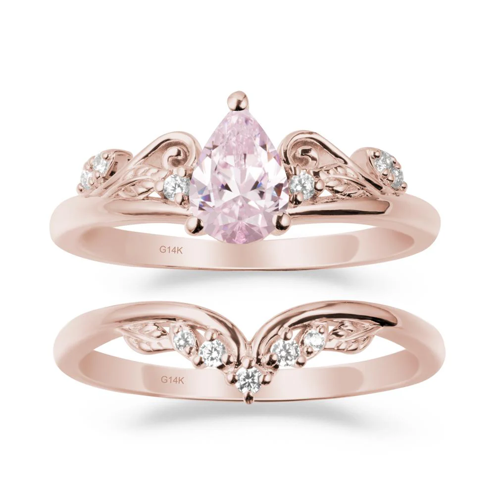 Vintage Vine Pink Cubic Zirconia Bridal Set