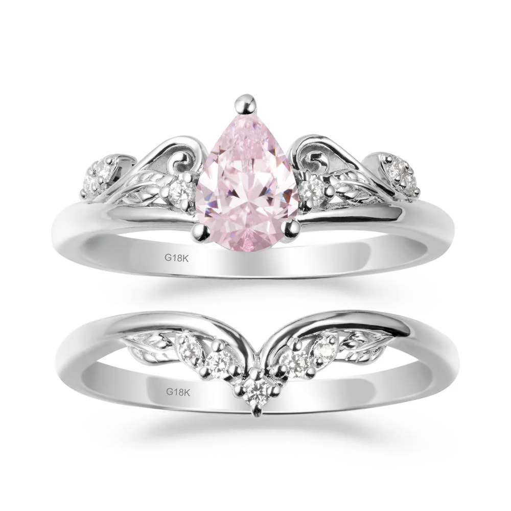 Vintage Vine Pink Cubic Zirconia Bridal Set - Image 5