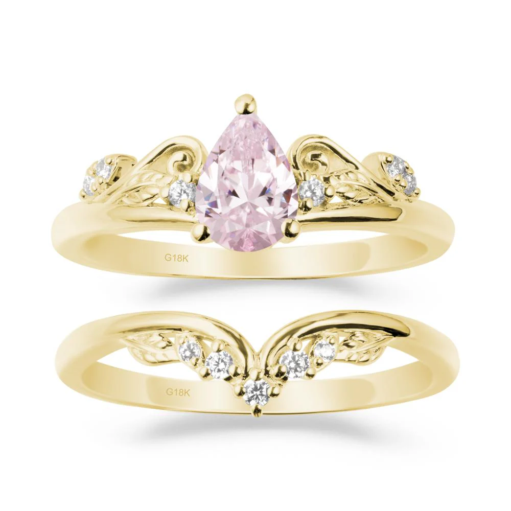 Vintage Vine Pink Cubic Zirconia Bridal Set - Image 6