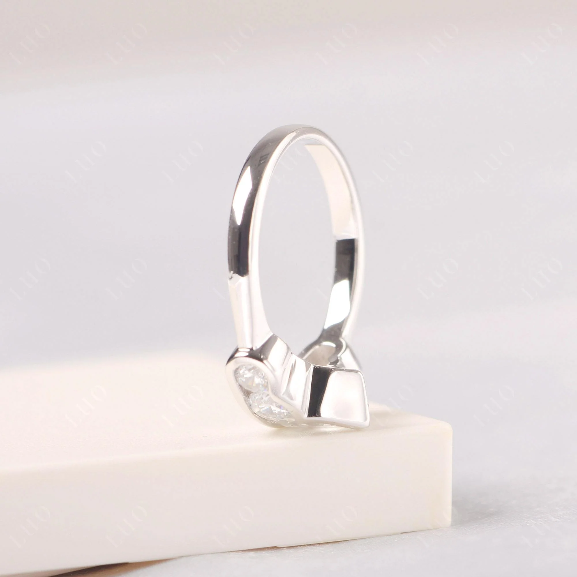 White Topaz Crown Wedding Ring - Image 4