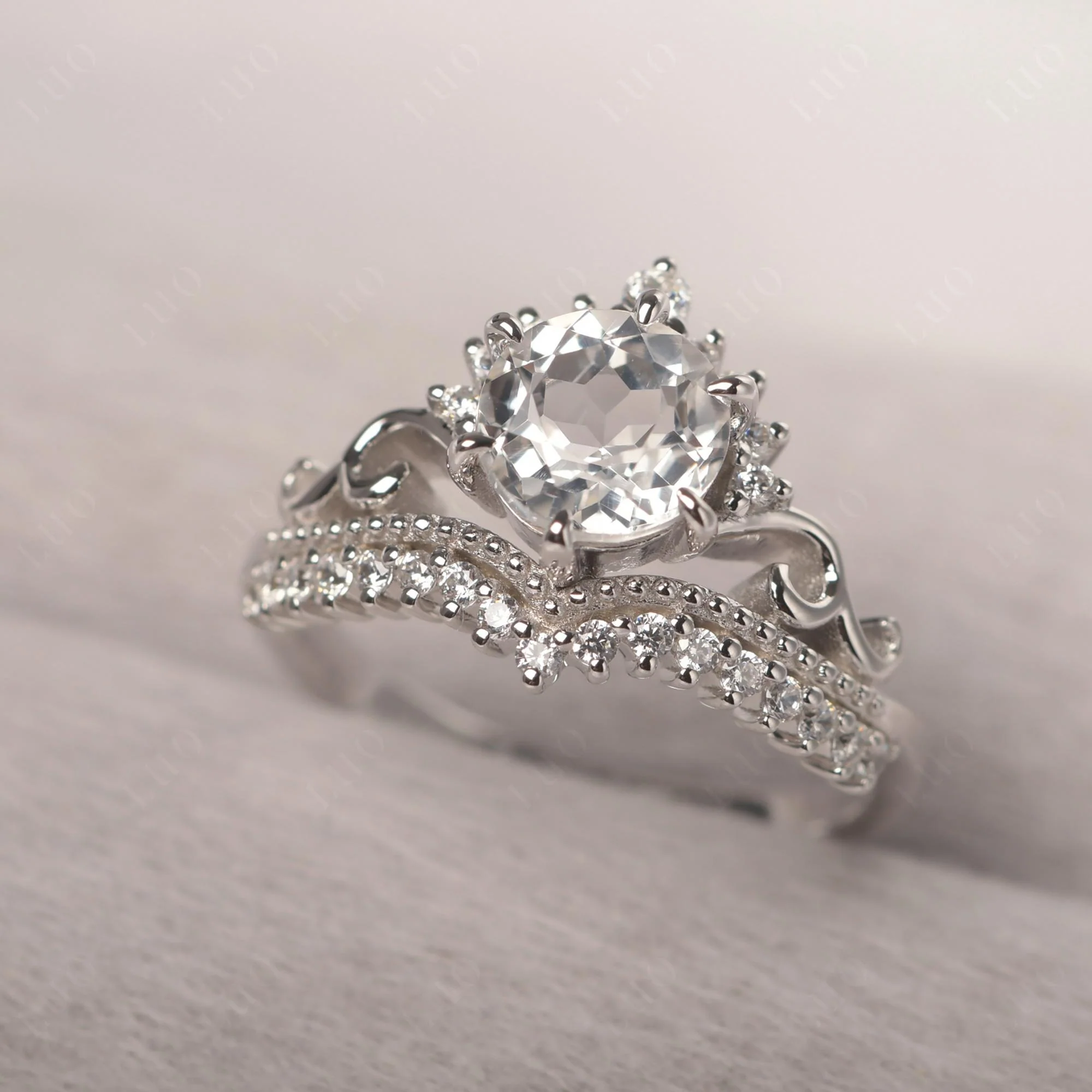 Vintage White Topaz Cocktail Ring - Image 10
