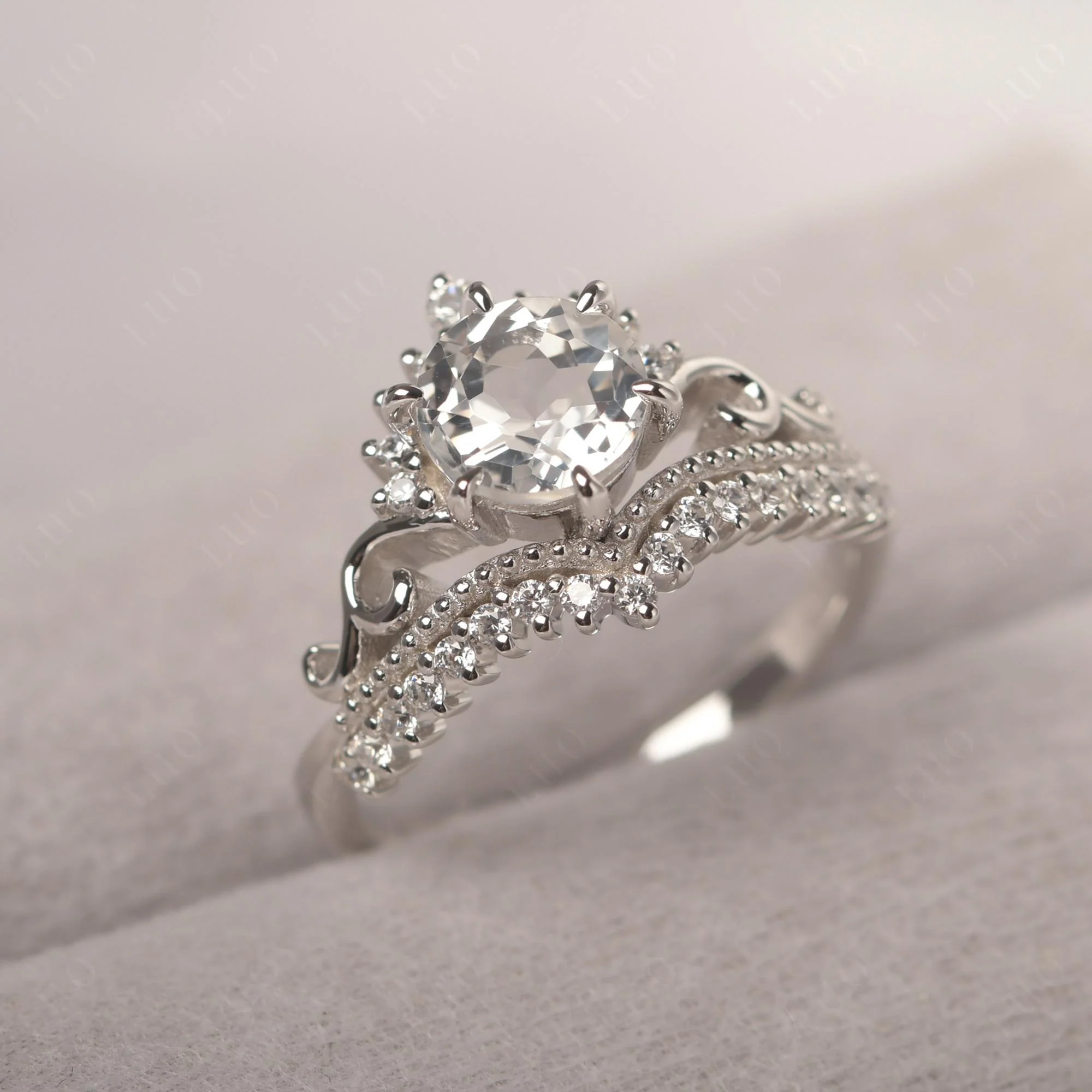 Vintage White Topaz Cocktail Ring - Image 11