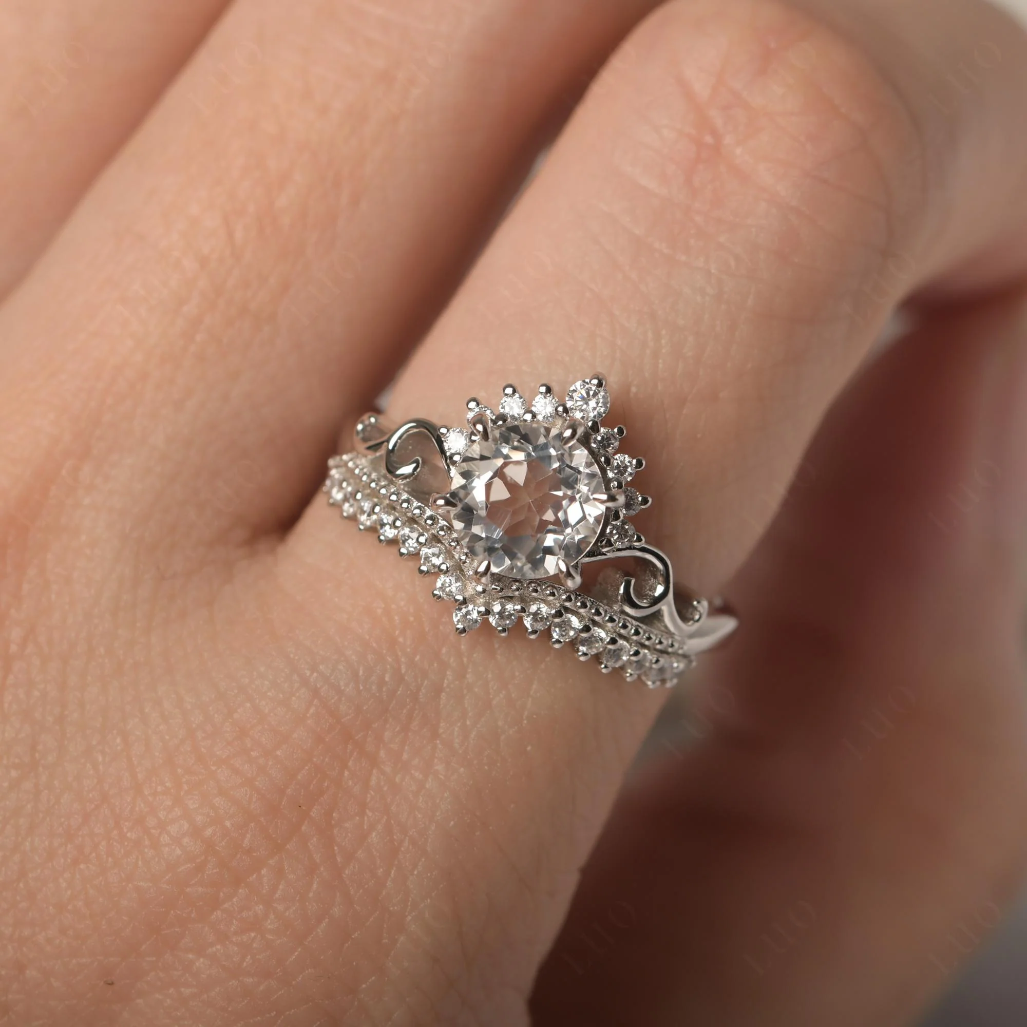 Vintage White Topaz Cocktail Ring - Image 14