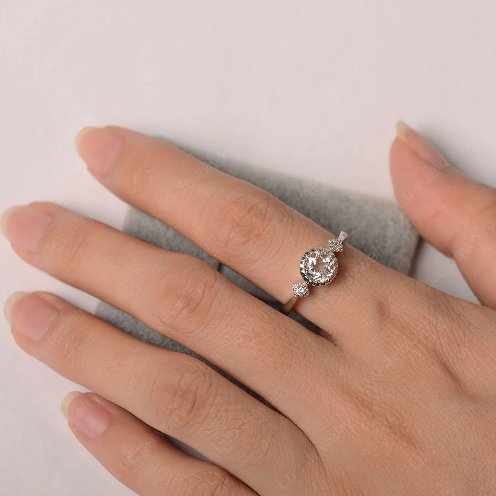 Vintage White Topaz Ring Bezel Set Art Deco - Image 3