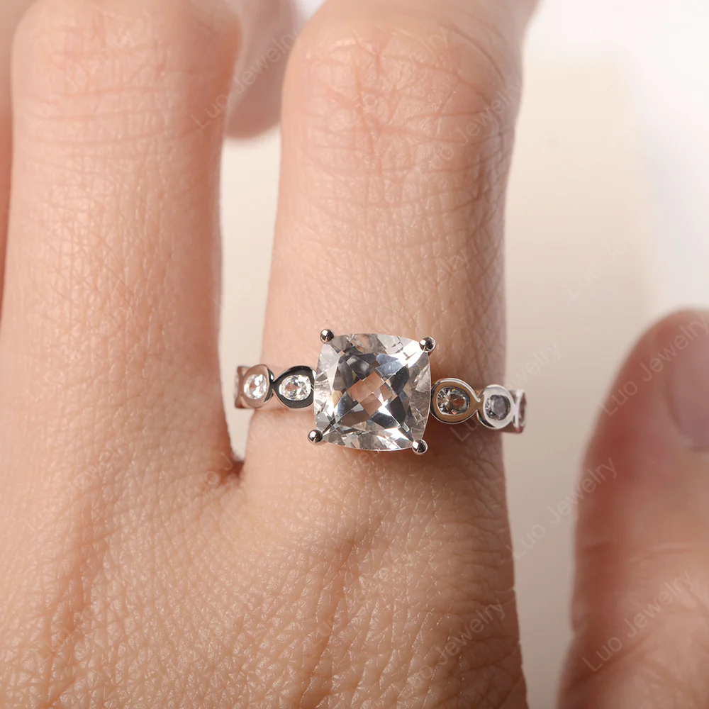 White Topaz Timeless Engagement Ring - Image 5