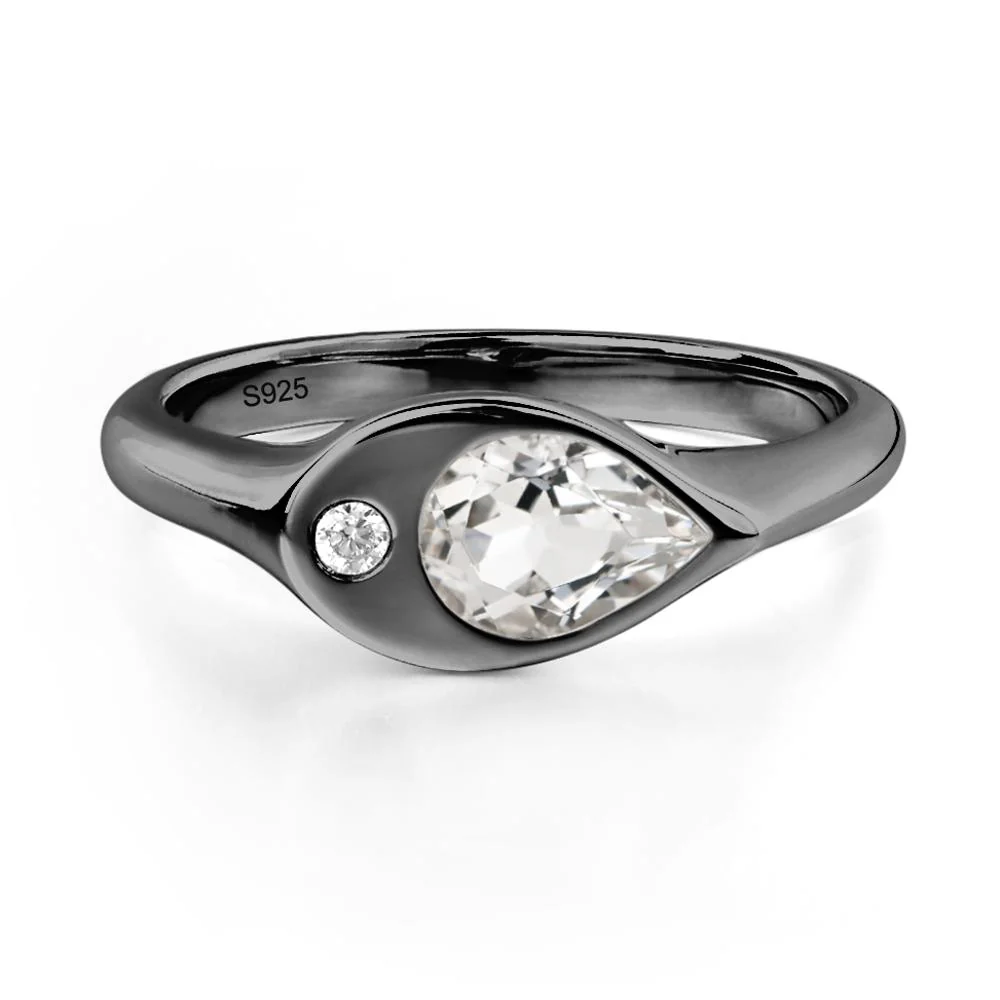 White Topaz Pinky Ring for Women - Image 2