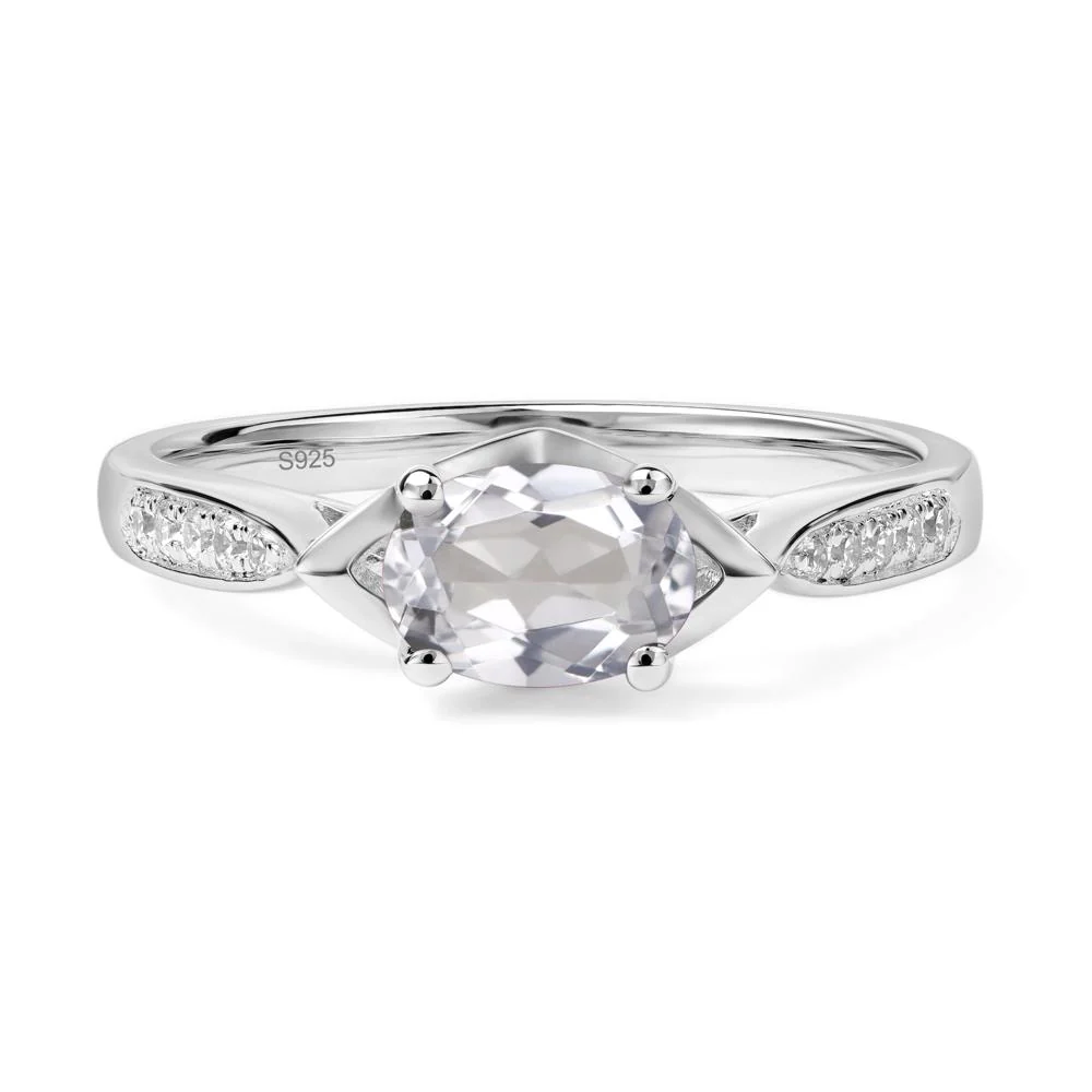 White Topaz Horizontal Oval Ring - Image 2