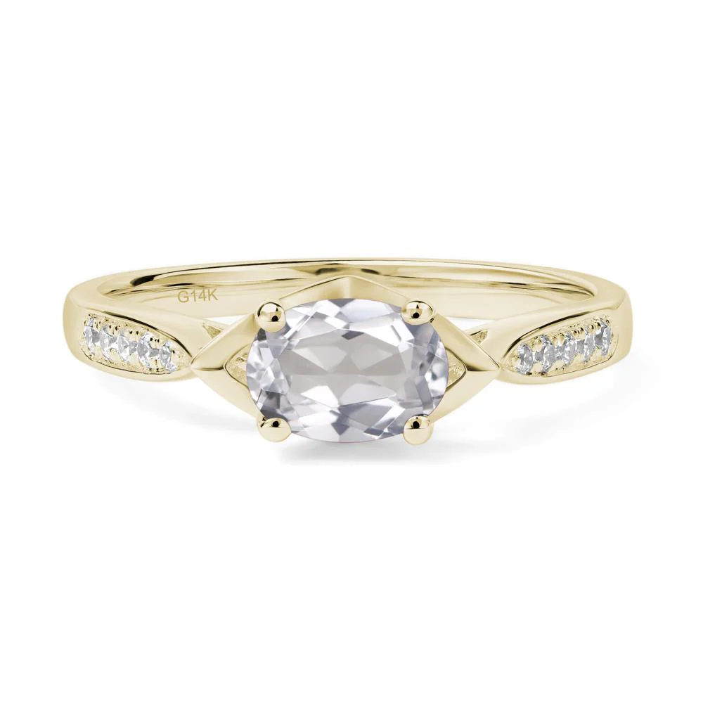 White Topaz Horizontal Oval Ring - Image 5