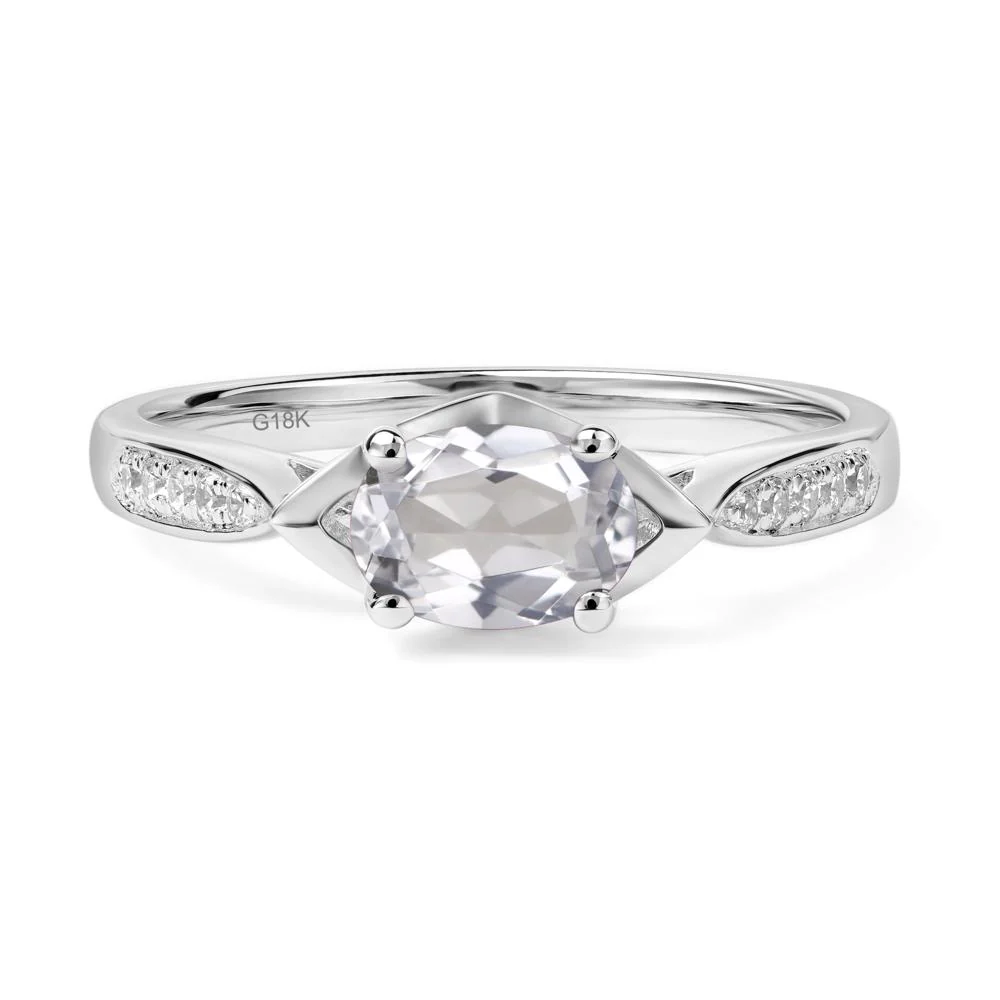 White Topaz Horizontal Oval Ring - Image 7