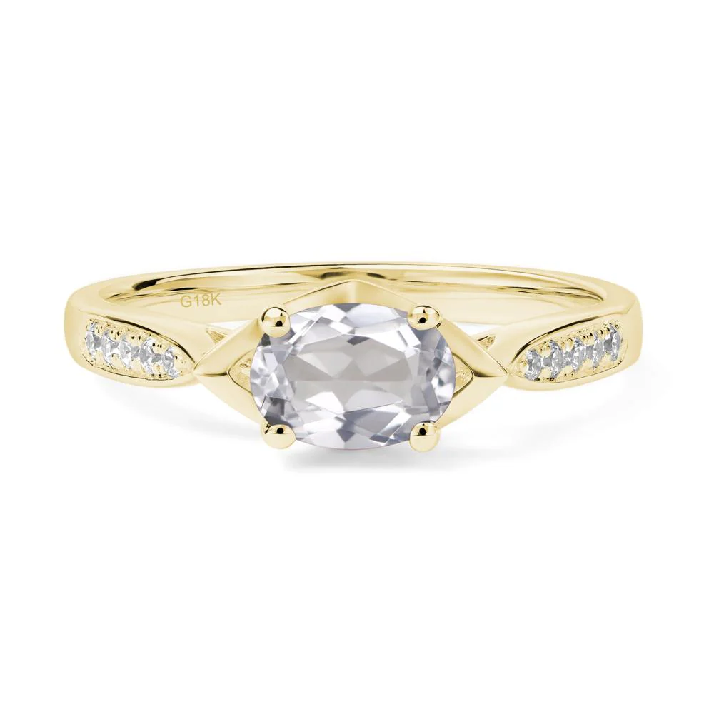 White Topaz Horizontal Oval Ring - Image 8