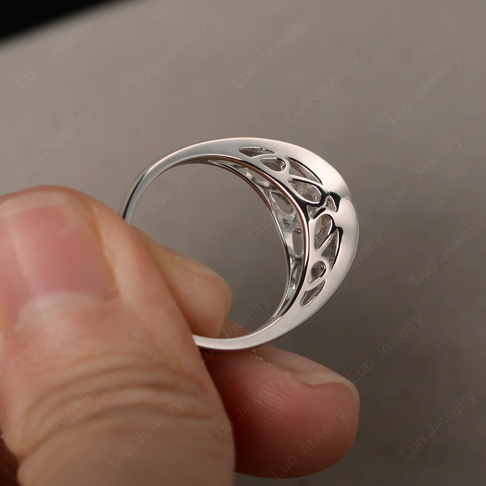 Round White Topaz Solitaire Tension Ring - Image 3