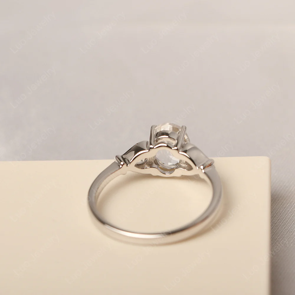 White Topaz Ring with Pear Side Stones - Image 3
