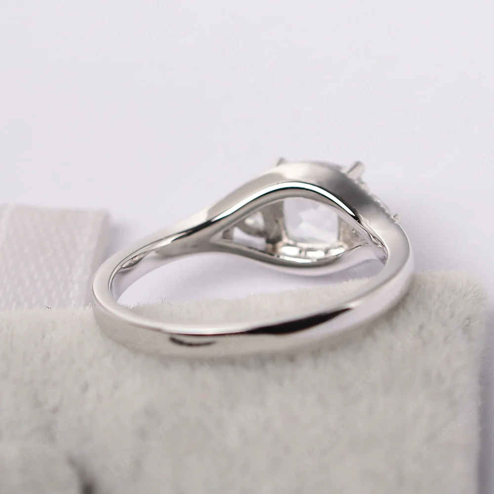 White Topaz Three Stone Cushion Cut Ring - Image 4
