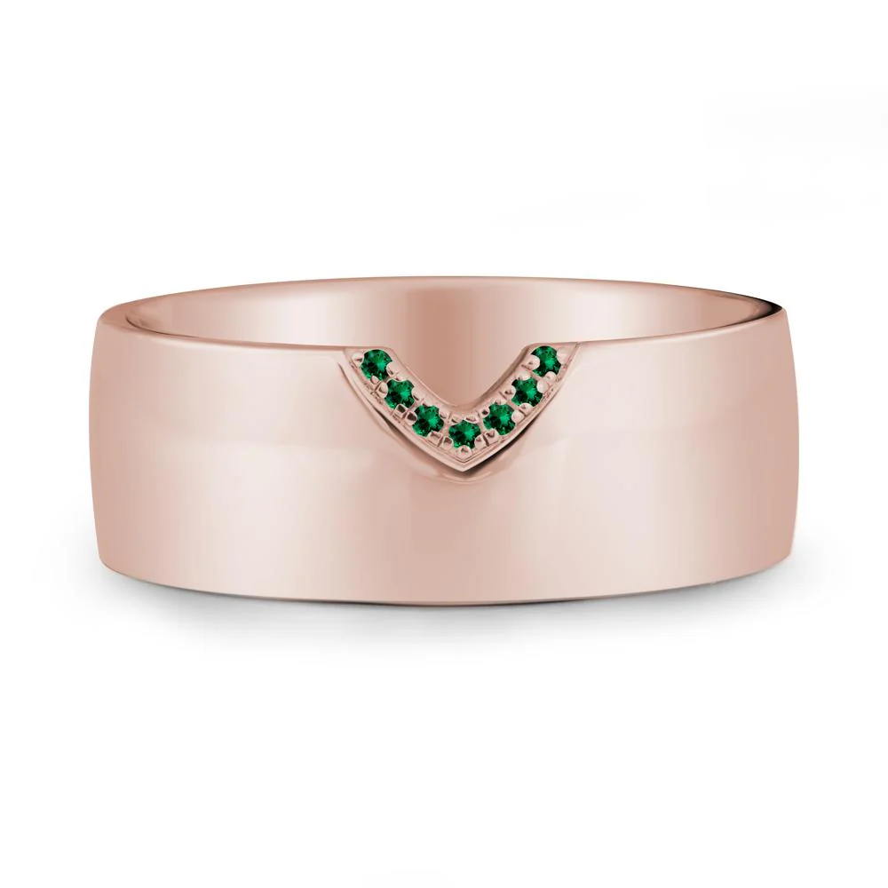 Vintage Wide Band Pave Emerald Ring - Image 2