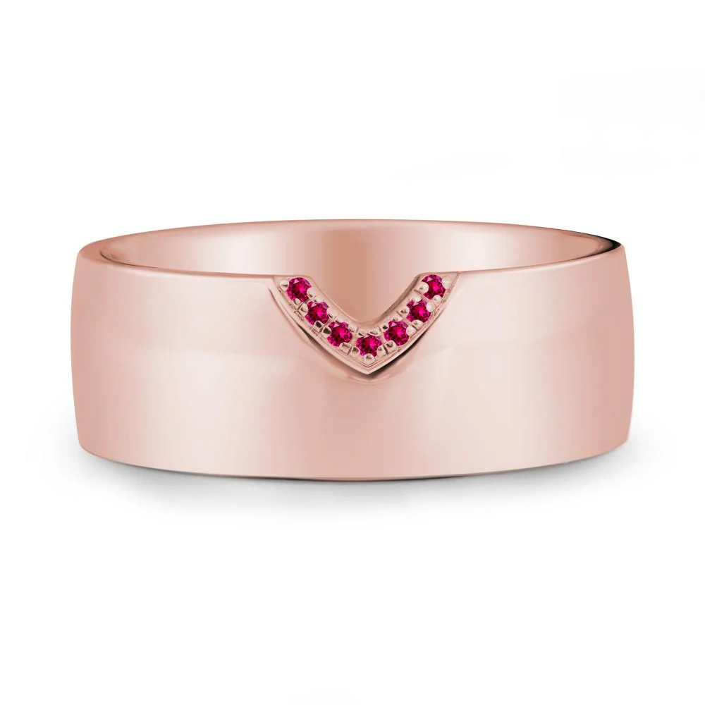Vintage Wide Band Pave Ruby Ring - Image 5