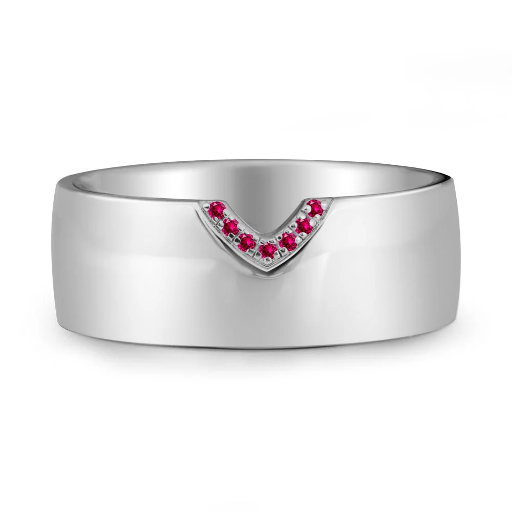 Vintage Wide Band Pave Ruby Ring - Image 9