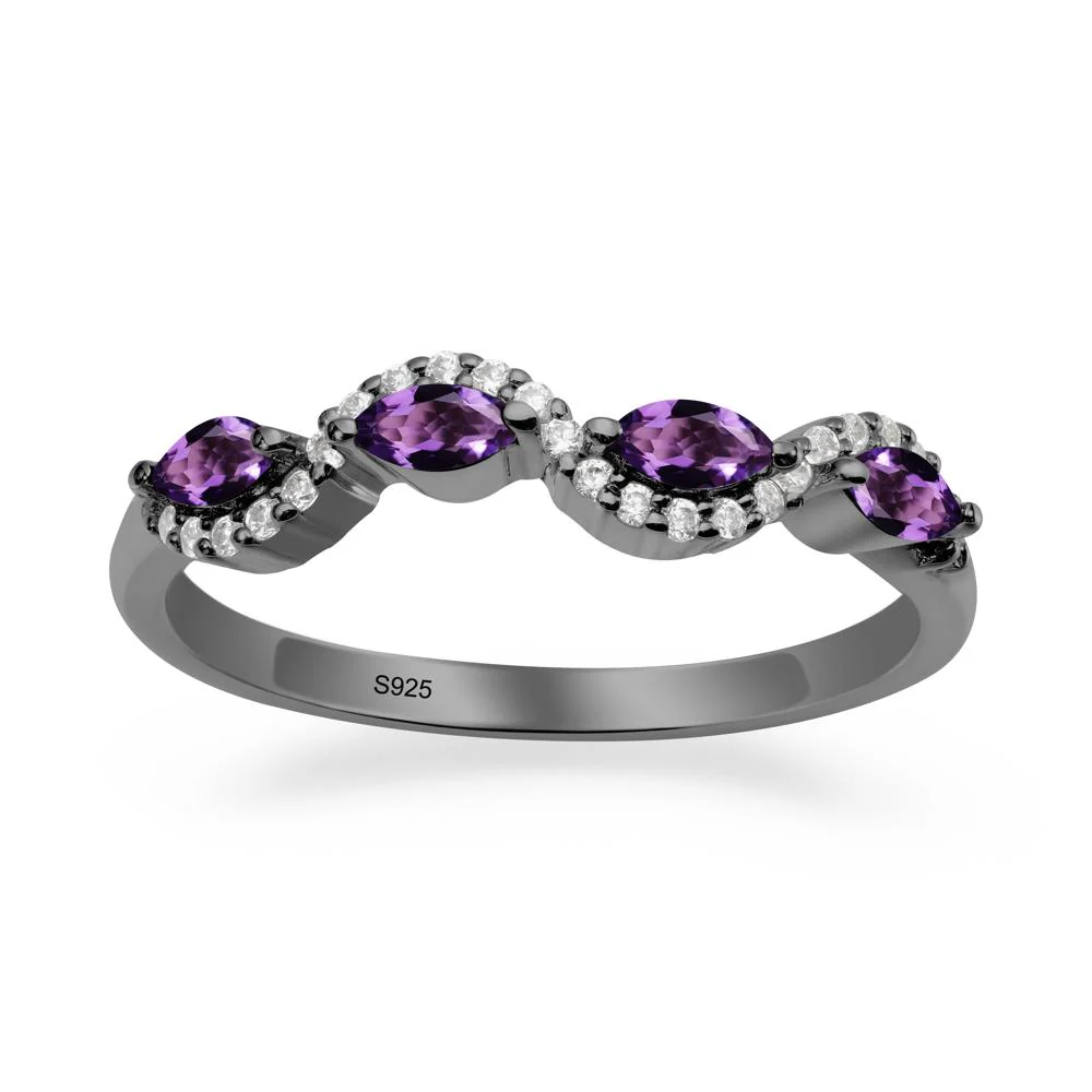 Wavy Amethyst Wedding Ring