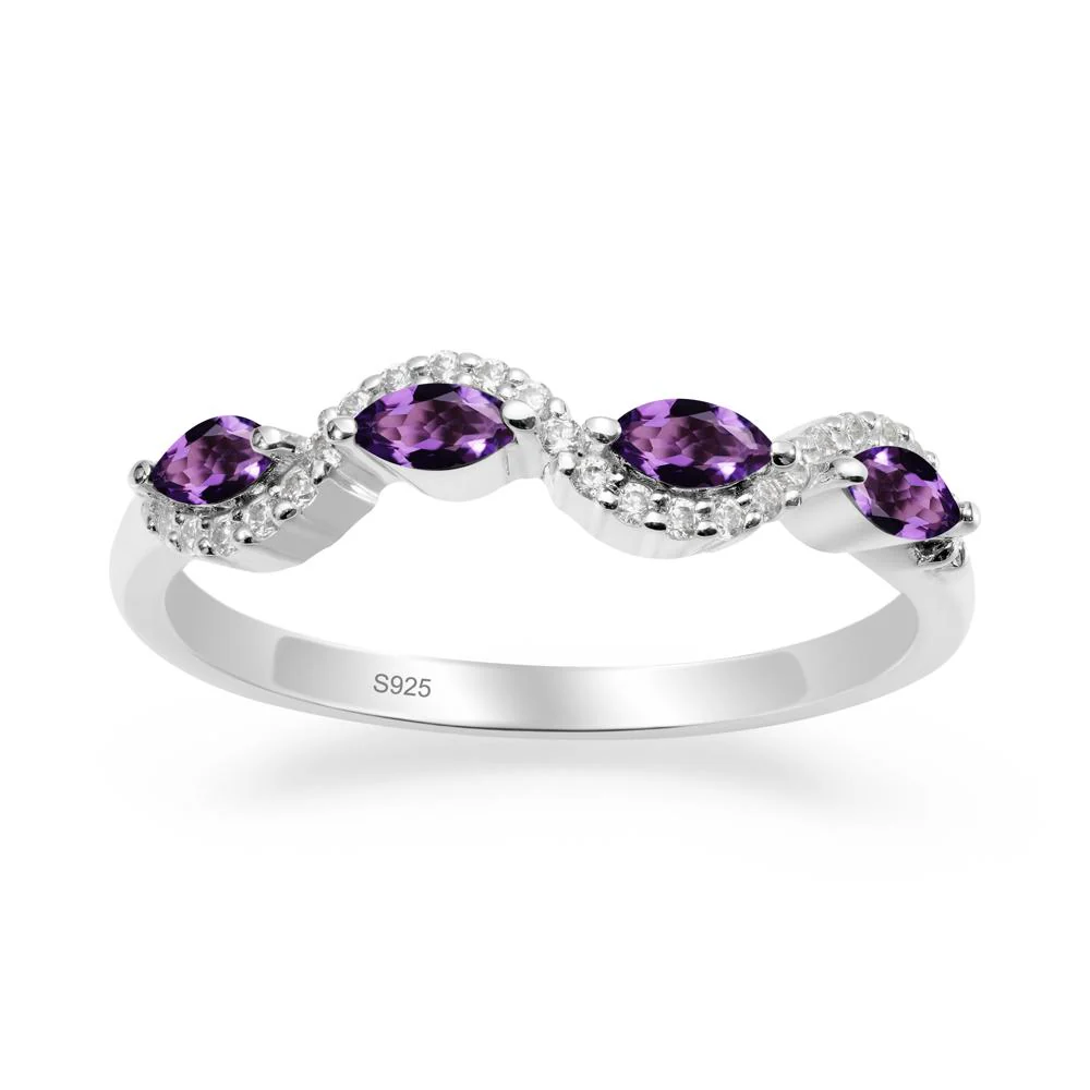 Wavy Amethyst Wedding Ring - Image 4