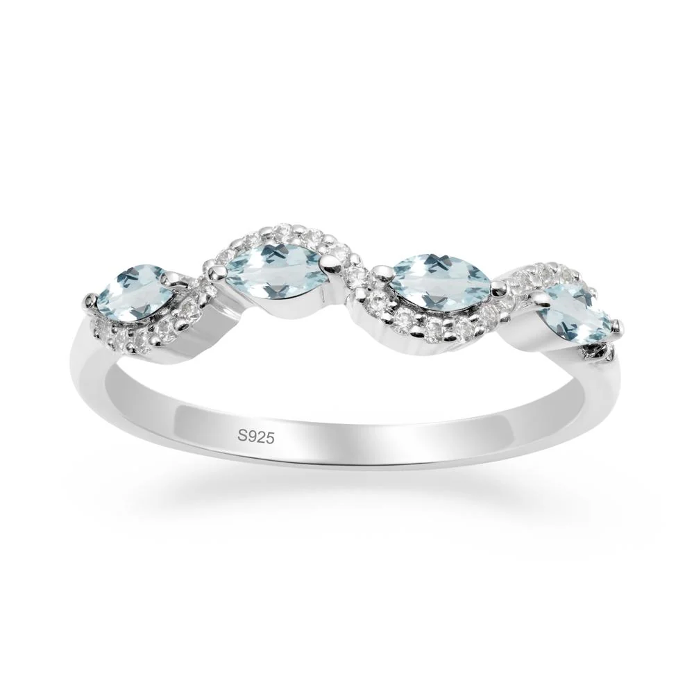Wavy Aquamarine Wedding Ring - Image 3