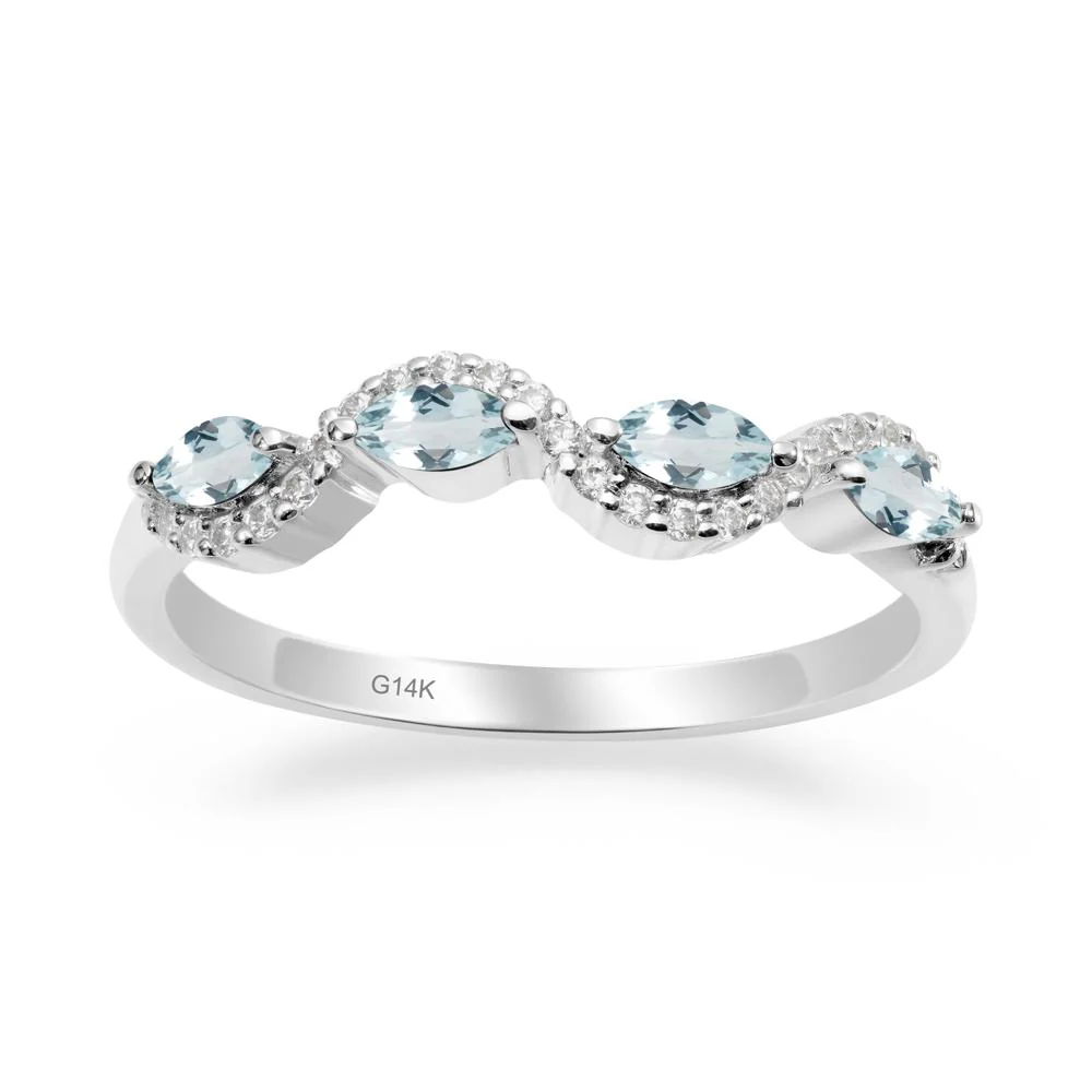 Wavy Aquamarine Wedding Ring - Image 7