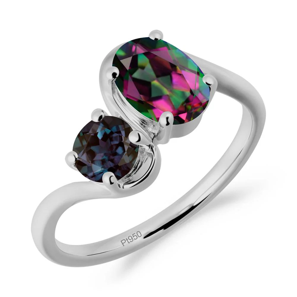 Wavy Bypass Mystic Topaz and Alexandrite Toi Et Moi Ring - Image 6