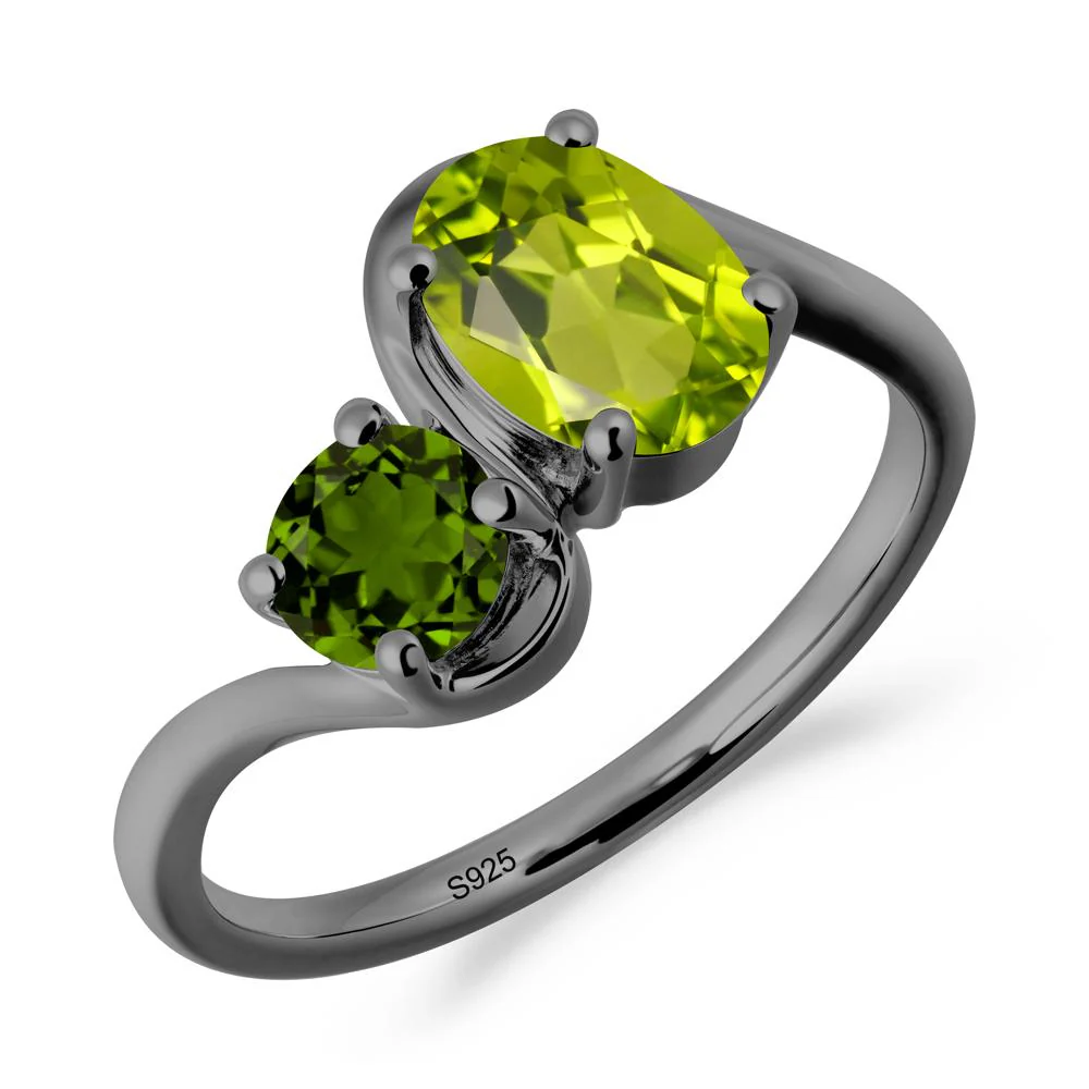 Wavy Bypass Peridot and Diopside Toi Et Moi Ring - Image 4