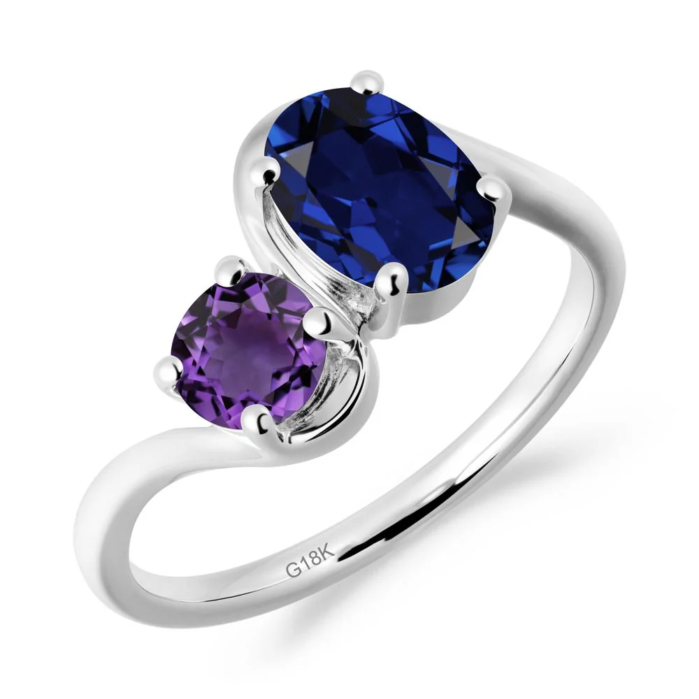 Wavy Bypass Sapphire and Amethyst Toi Et Moi Ring - Image 8