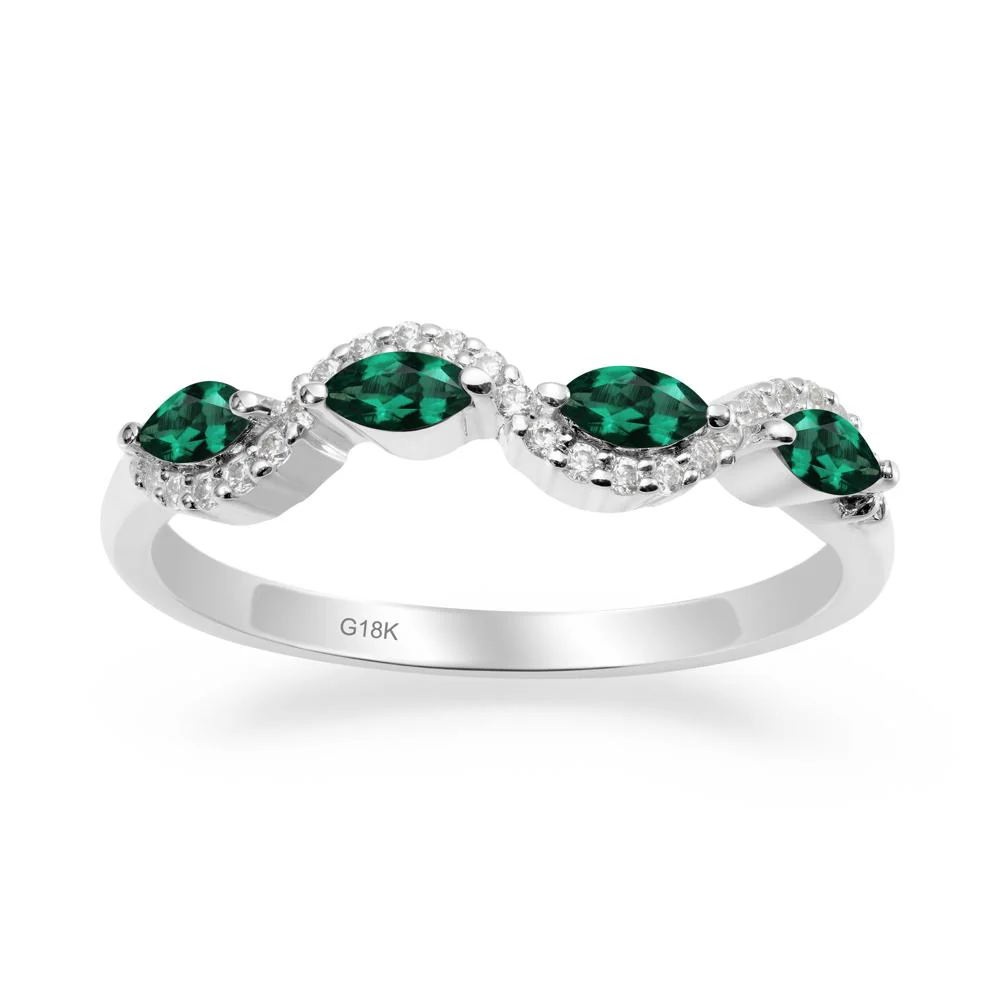 Wavy Emerald Wedding Ring - Image 2