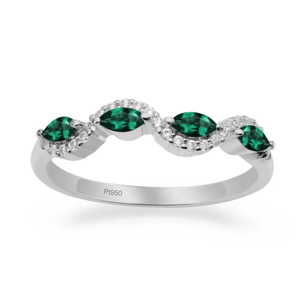 Wavy Emerald Wedding Ring - Image 5