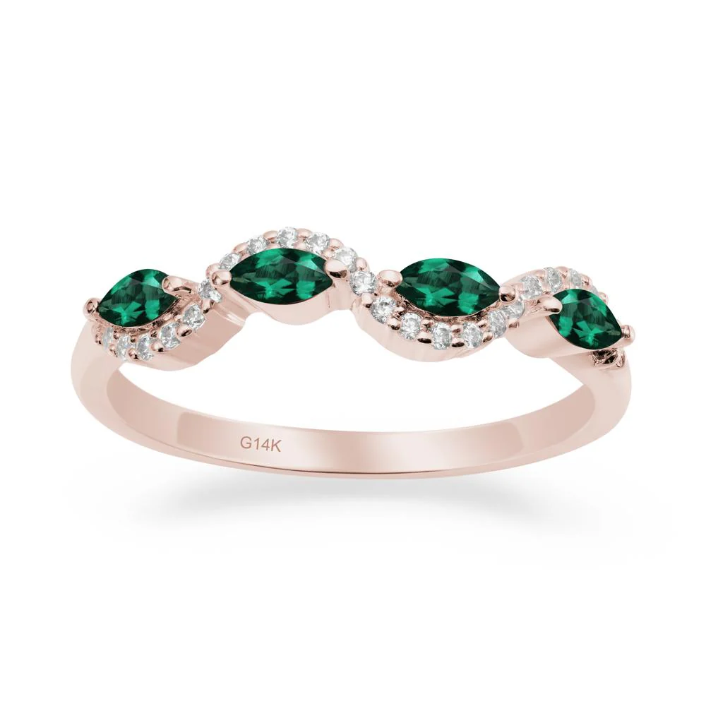 Wavy Emerald Wedding Ring - Image 7