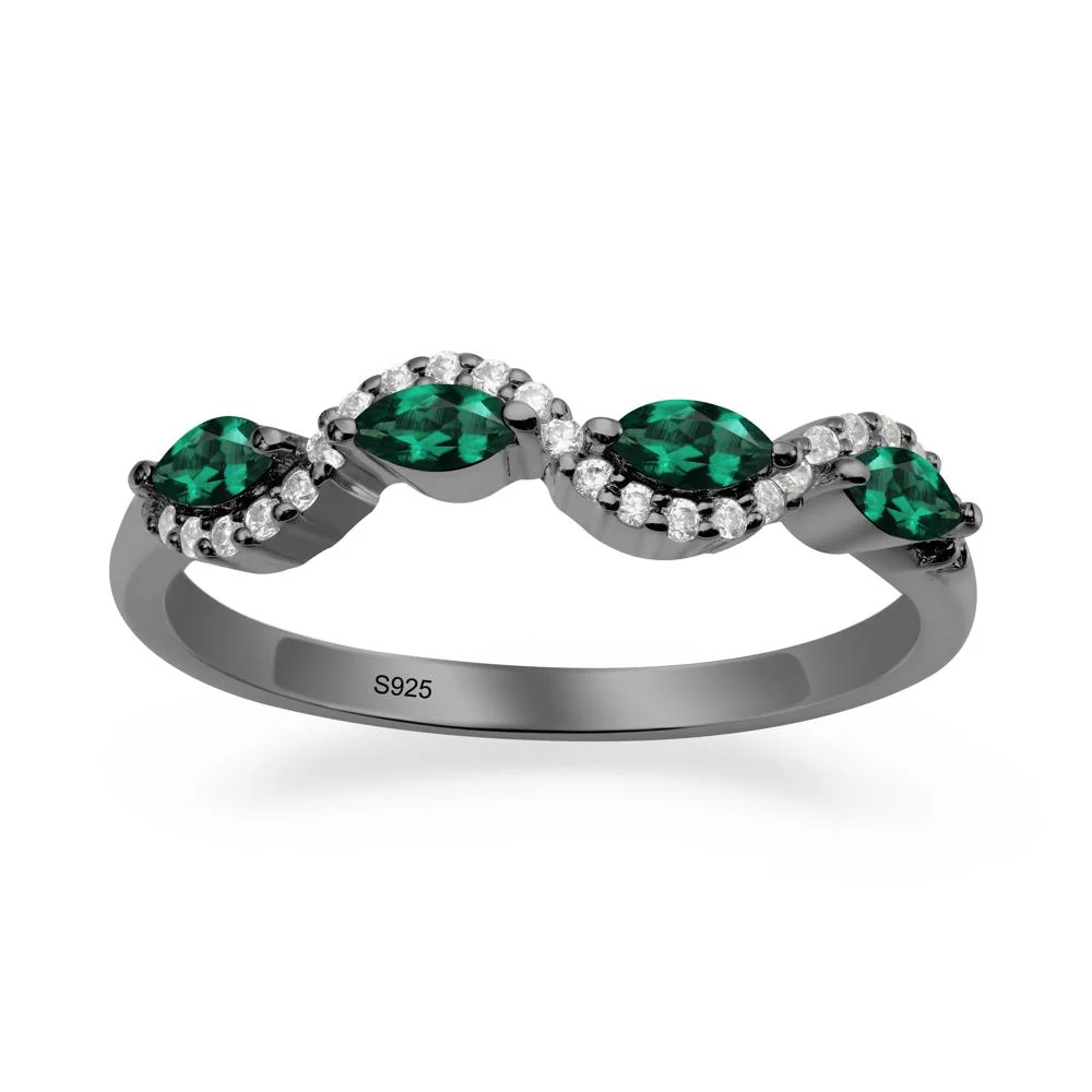 Wavy Emerald Wedding Ring - Image 9