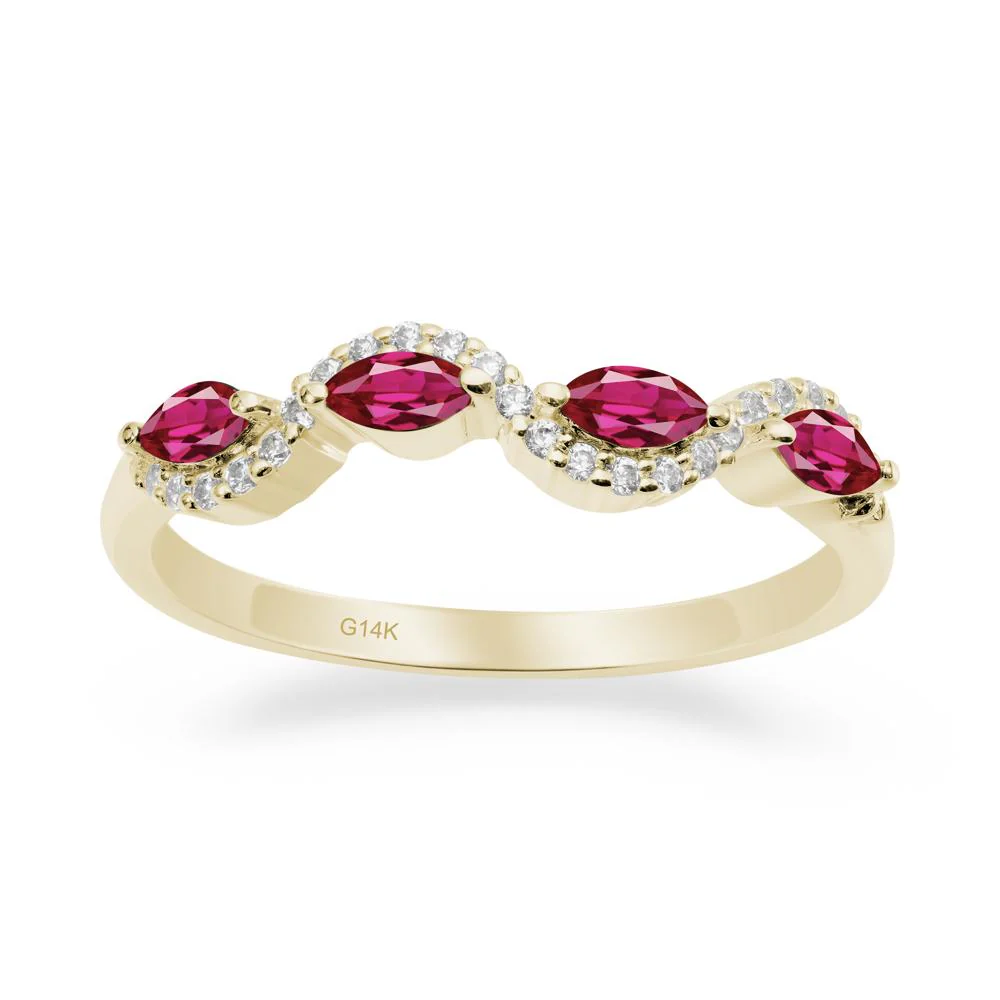 Wavy Ruby Wedding Ring