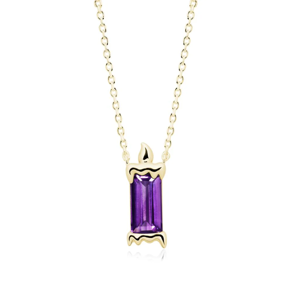 Whimsical Baguette Amethyst Candle Inspired Necklace - Image 7