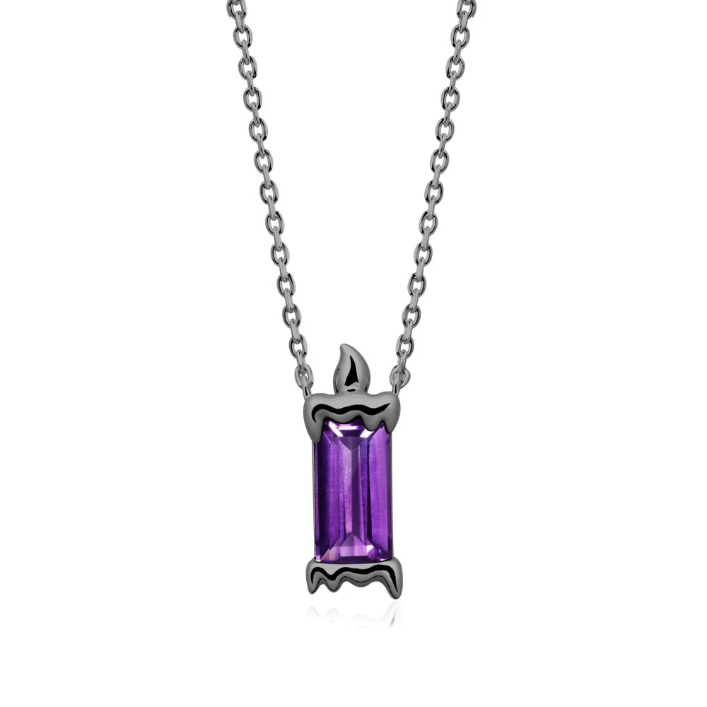 Whimsical Baguette Amethyst Candle Inspired Necklace - Image 8