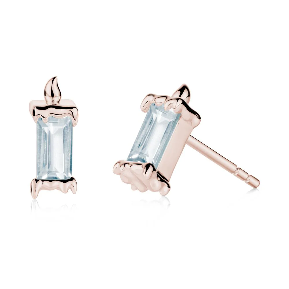 Whimsical Baguette Aquamarine Candle Inspired Earrings